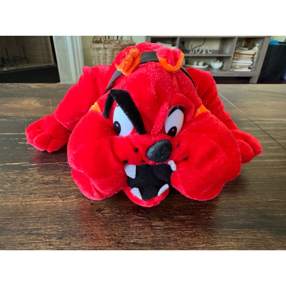 Toy Factory Red Bulldog Plush Stuffed Animal Black Collar 8 Inch San Antonio TX